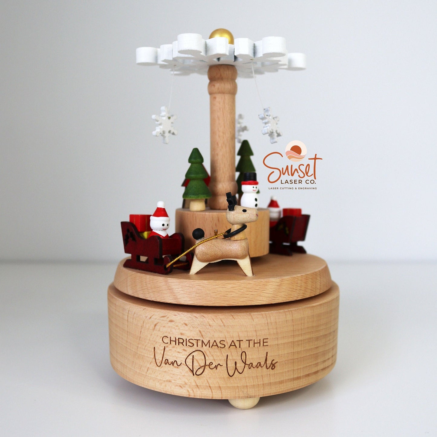 Personalised Wooden Christmas Musical Carousel