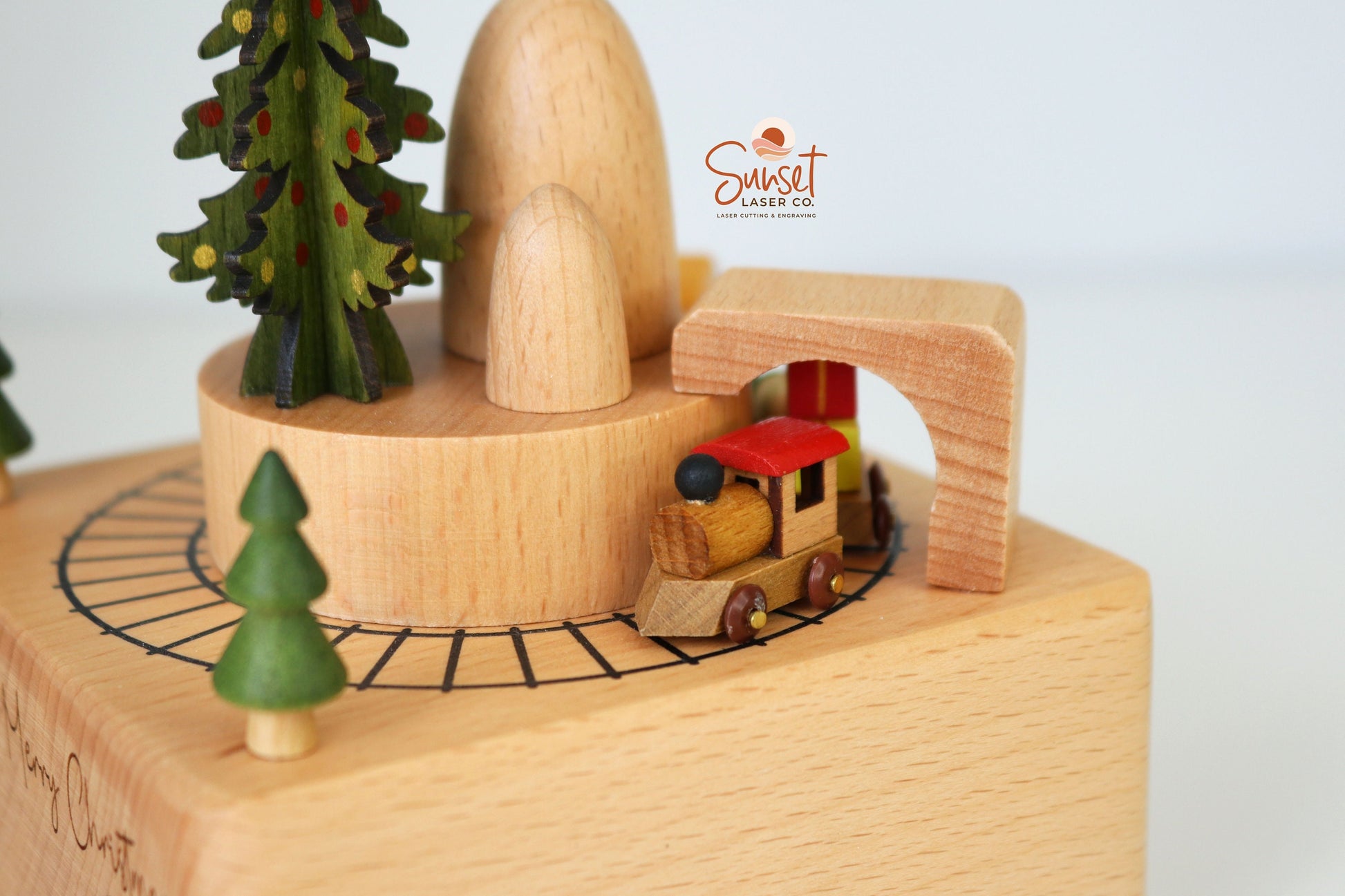 Personalised Wooden Musical Christmas Train Carousel