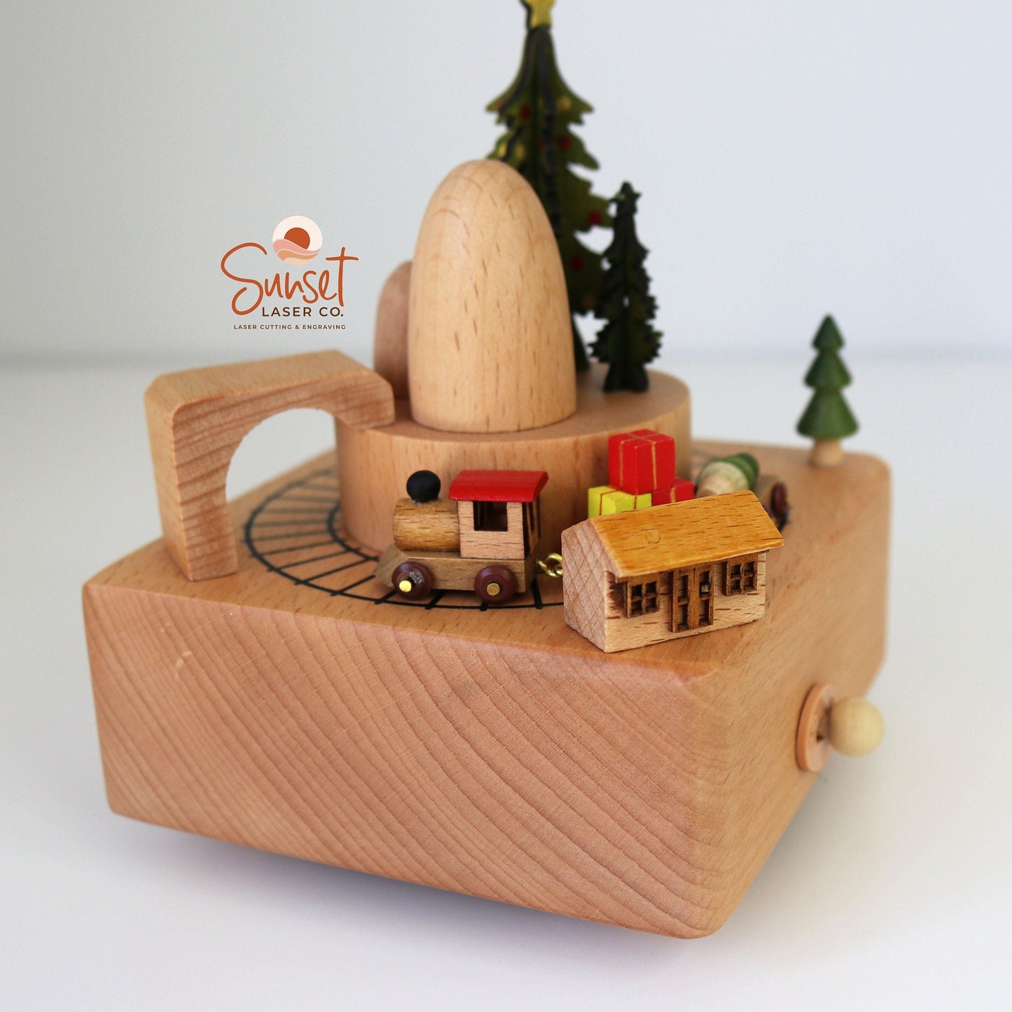 Personalised Wooden Musical Christmas Train Carousel