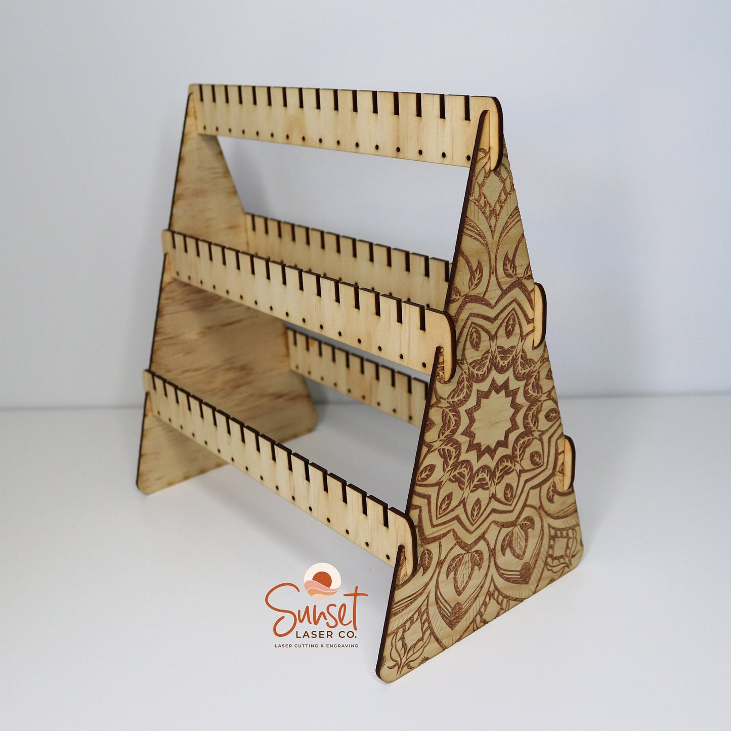 Wooden Mandala Earring Stand