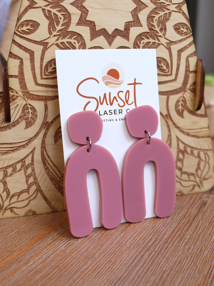 Acrylic Arch Earrings - Dusty Rose