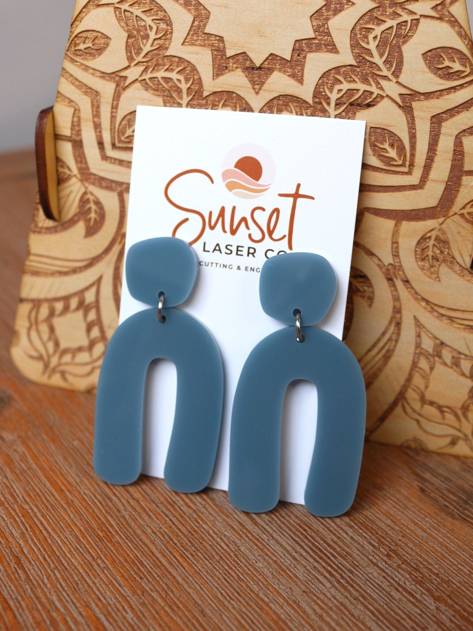 Acrylic Arch Earrings - Bluestone