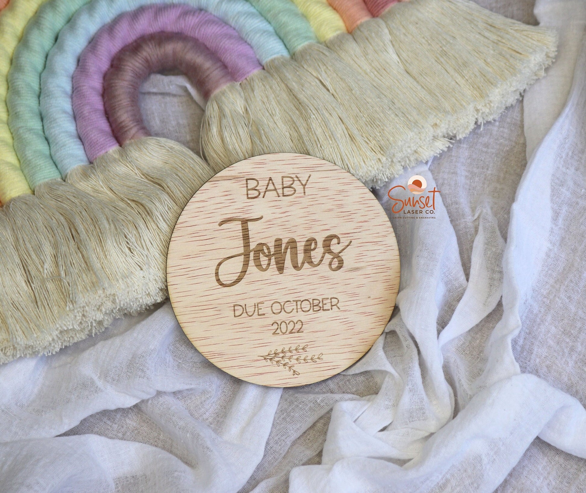 Pregnancy Announcement Plaque With Foliage Design