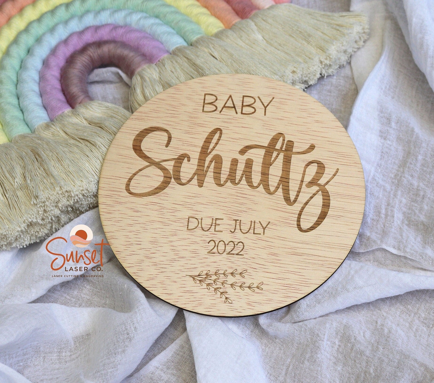 Pregnancy Announcement Plaque With Foliage Design 18cm