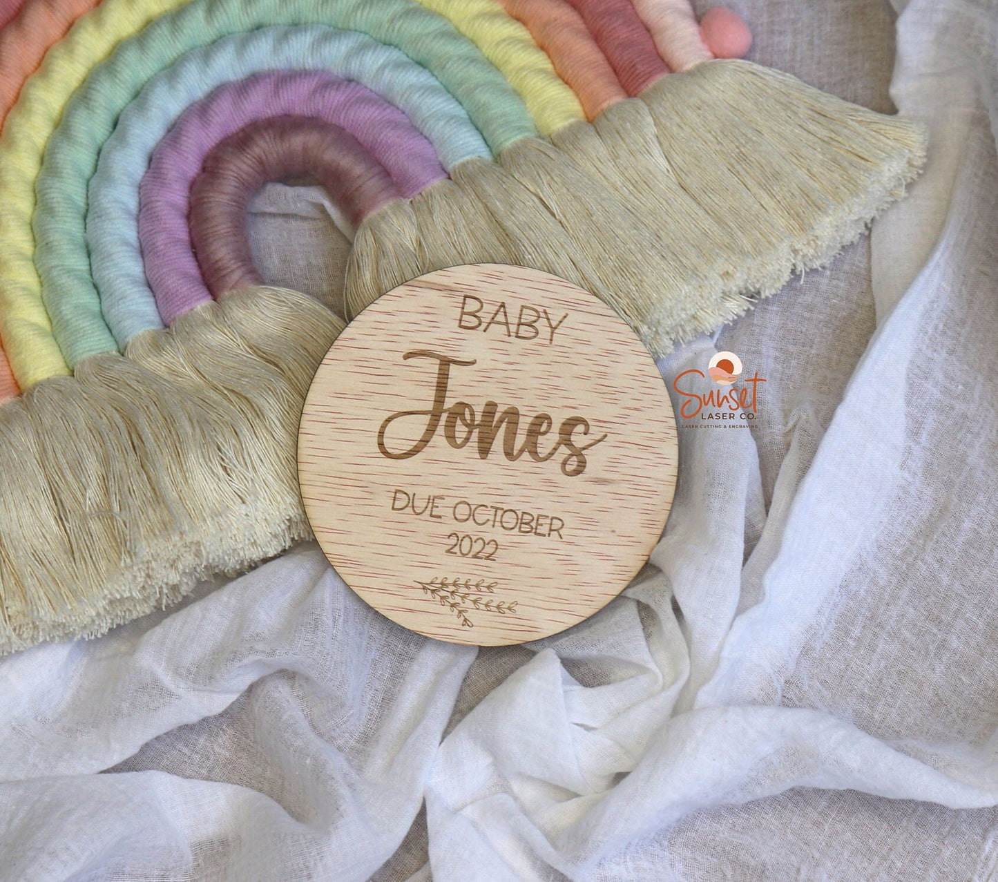 Pregnancy Announcement Plaque With Foliage Design 12cm