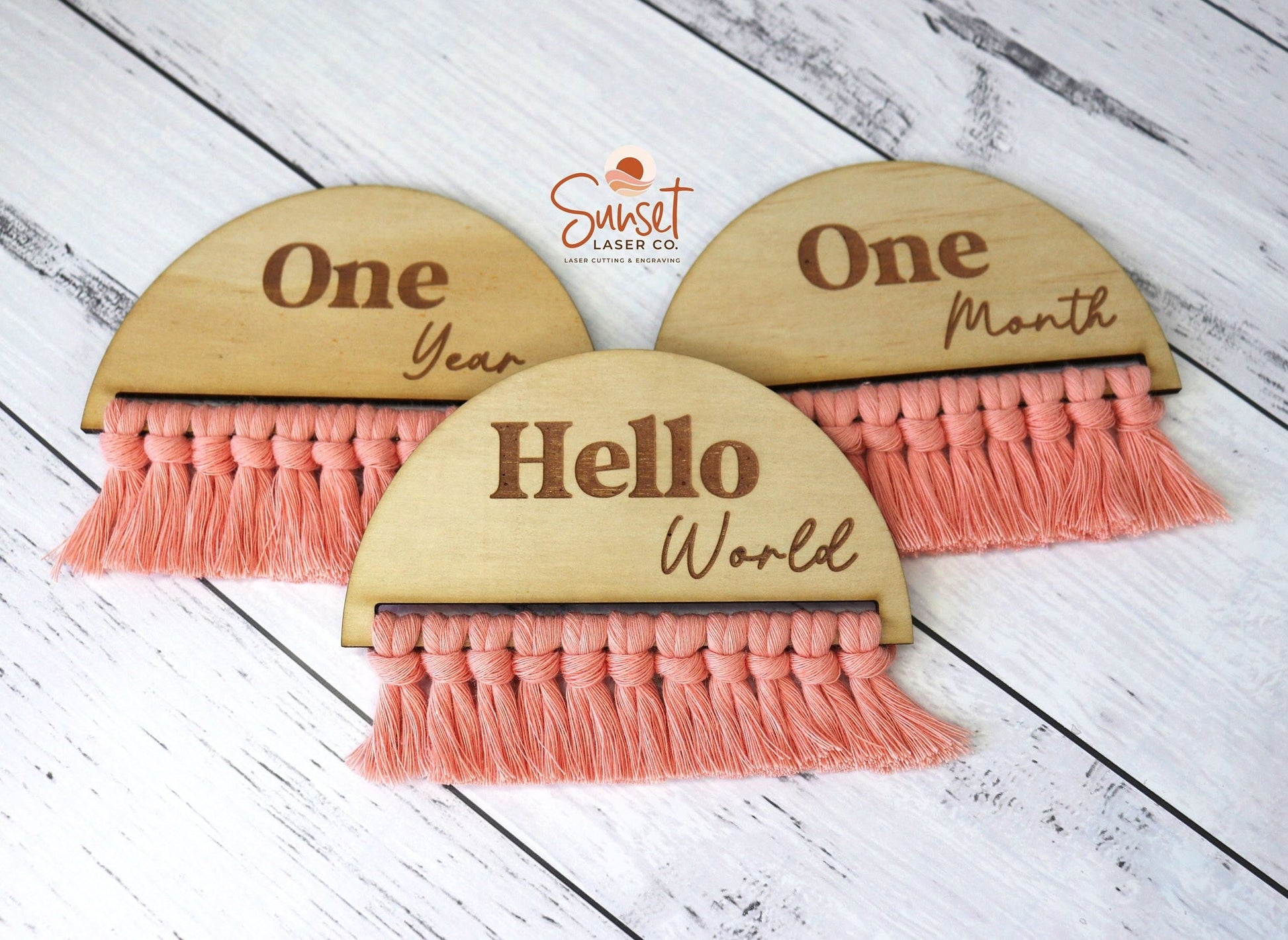 Macrame Baby Milestone Discs - Full Set
