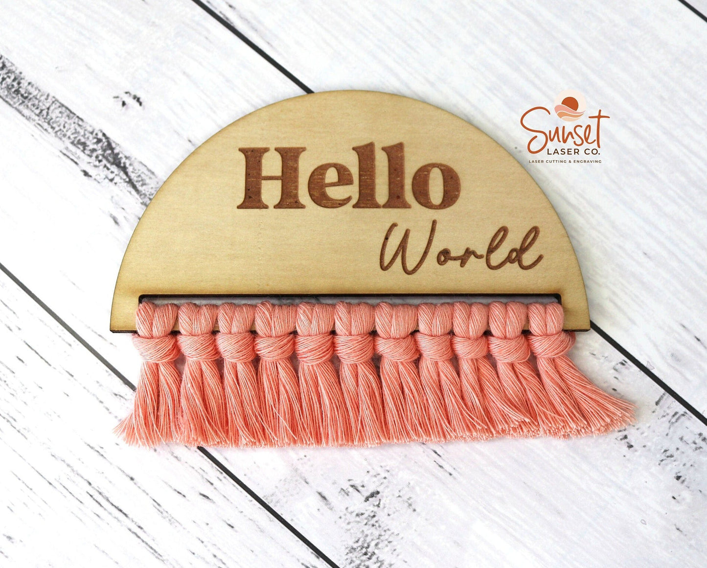 Macrame Baby Milestone Discs - Full Set Salmon