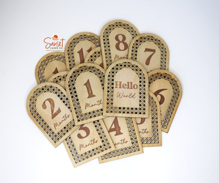 Wooden Rattan Baby Milestone Discs - Base Set