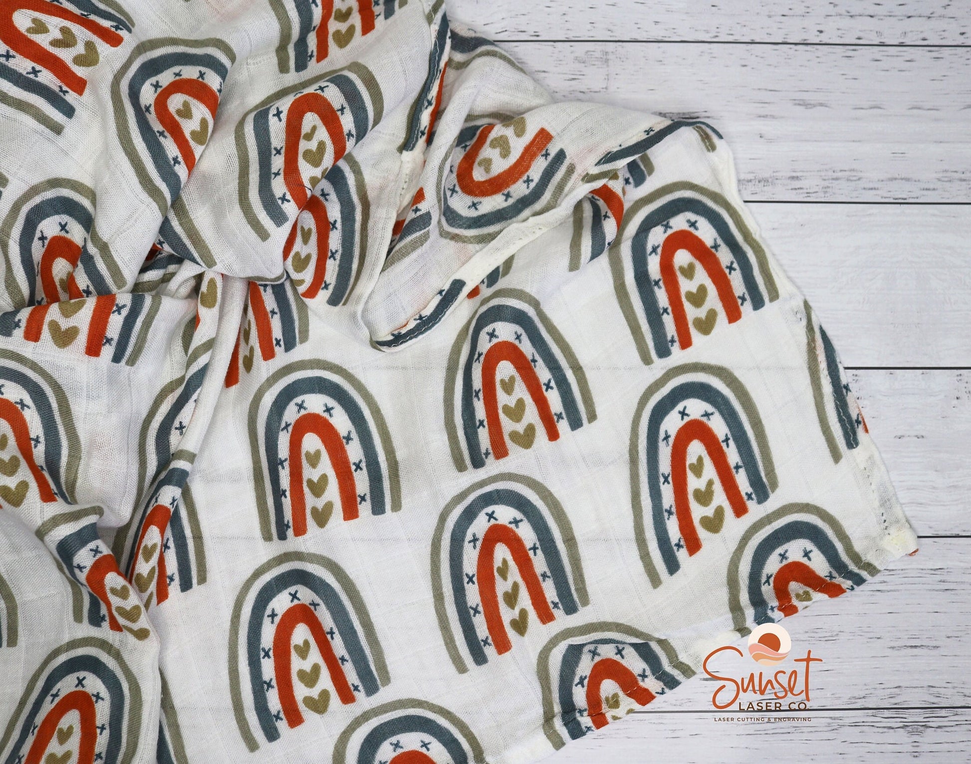 100% Cotton Baby Swaddle Wrap - Boho Rainbow