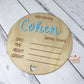 Personalised wooden baby name announcement plaque