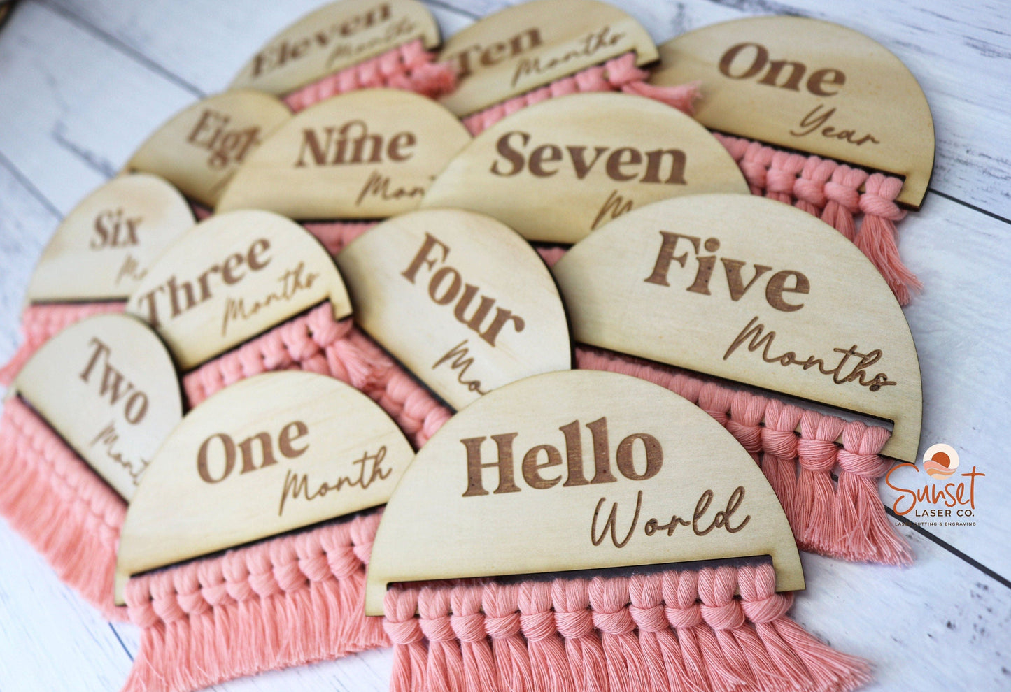 Macrame Baby Milestone Discs - Full Set