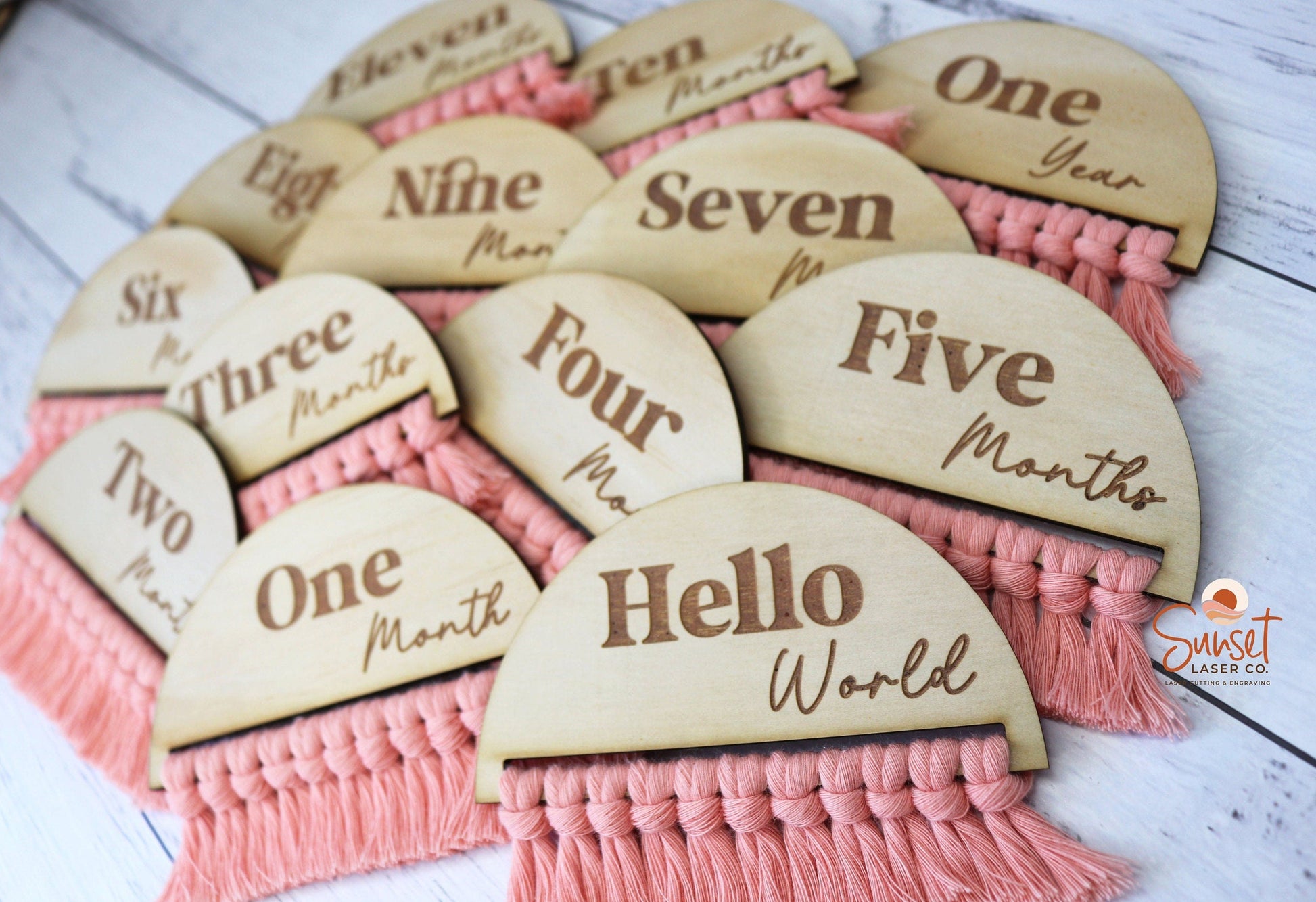 Macrame Baby Milestone Discs - Full Set