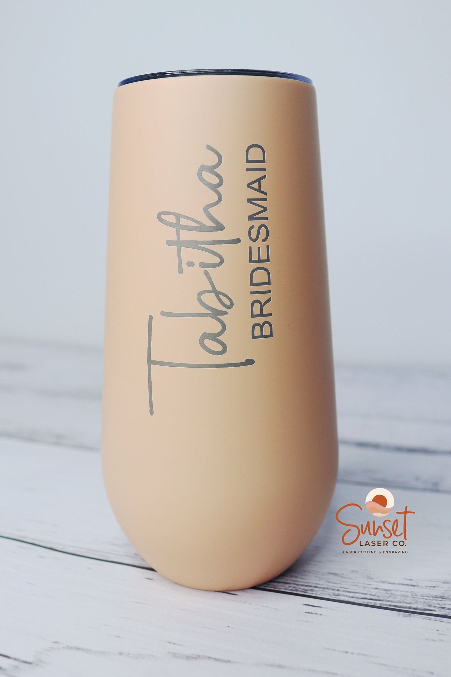 Personalised 6oz Champagne Tumbler Matte Peach