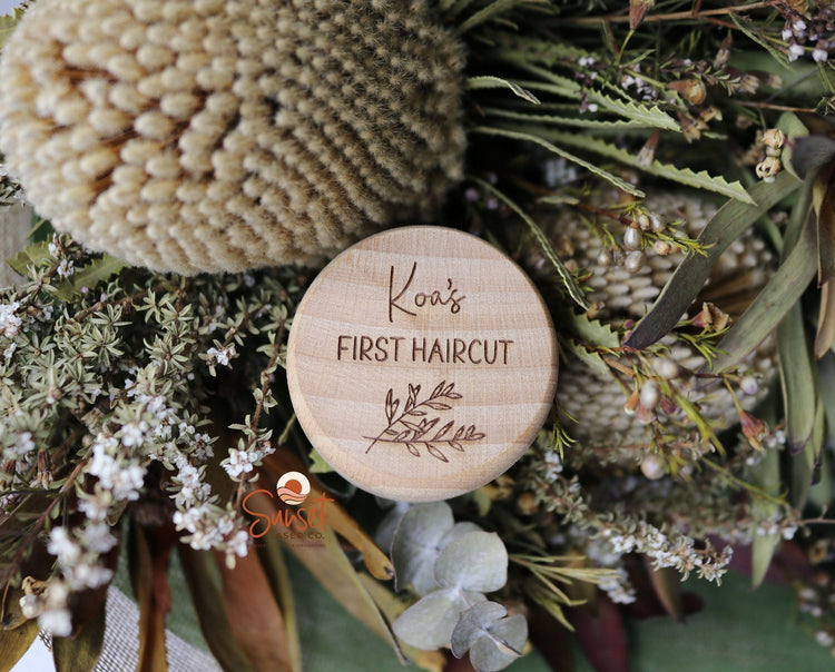 Personalised first haircut keepsake box with engraved name

