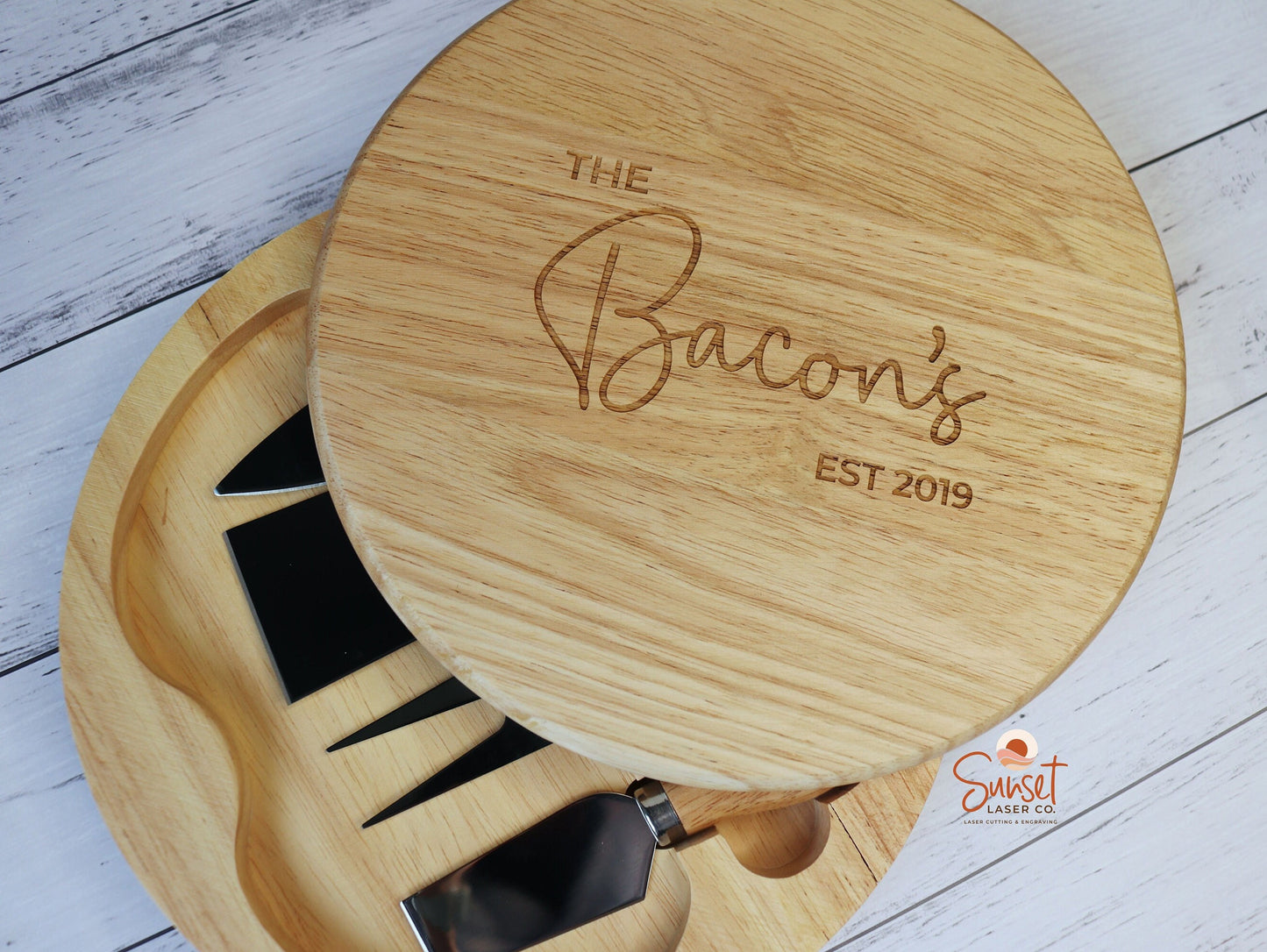 Personalised Wooden Cheese Board & Knife Set