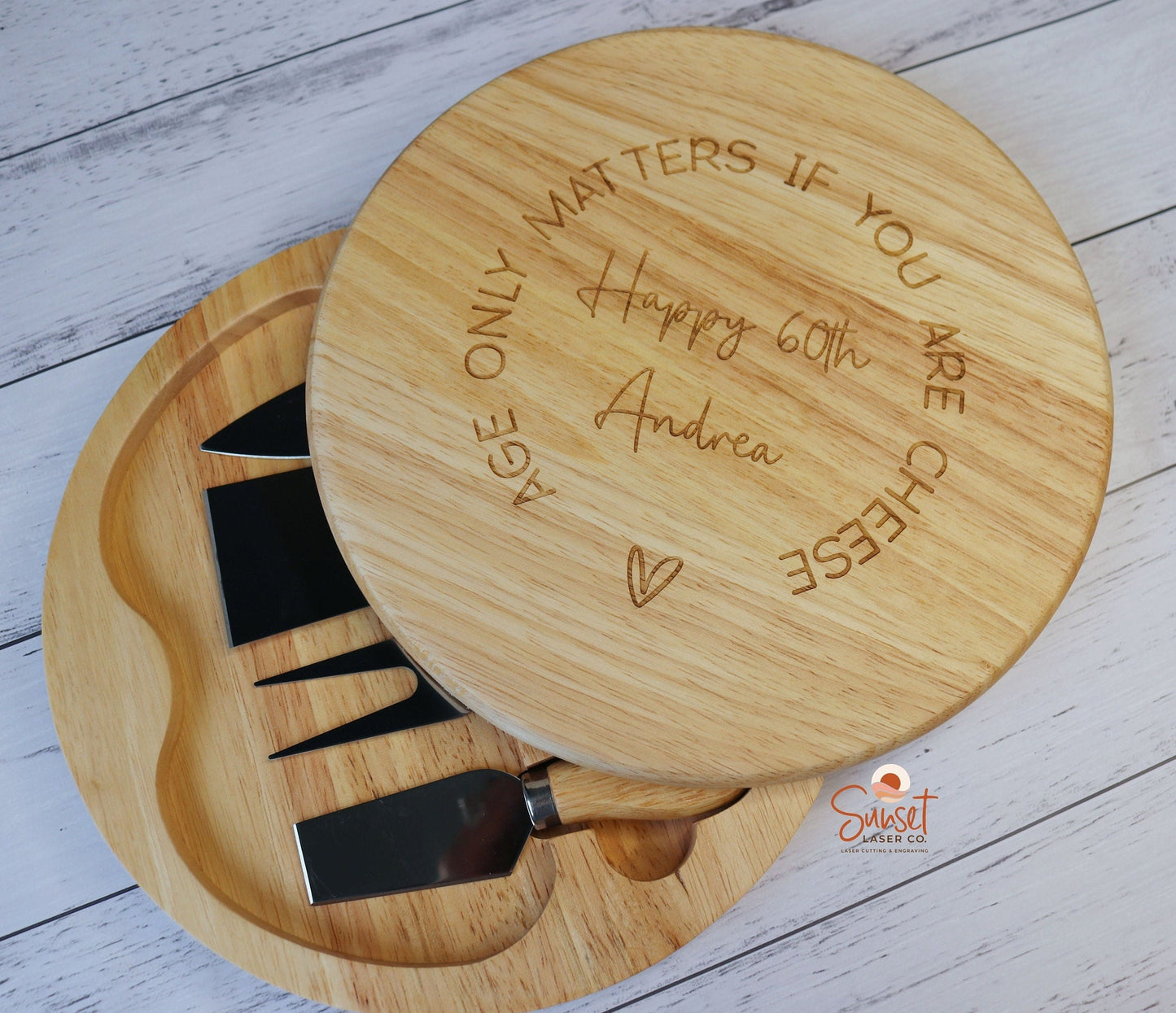 Personalised Wooden Cheese Board & Knife Set