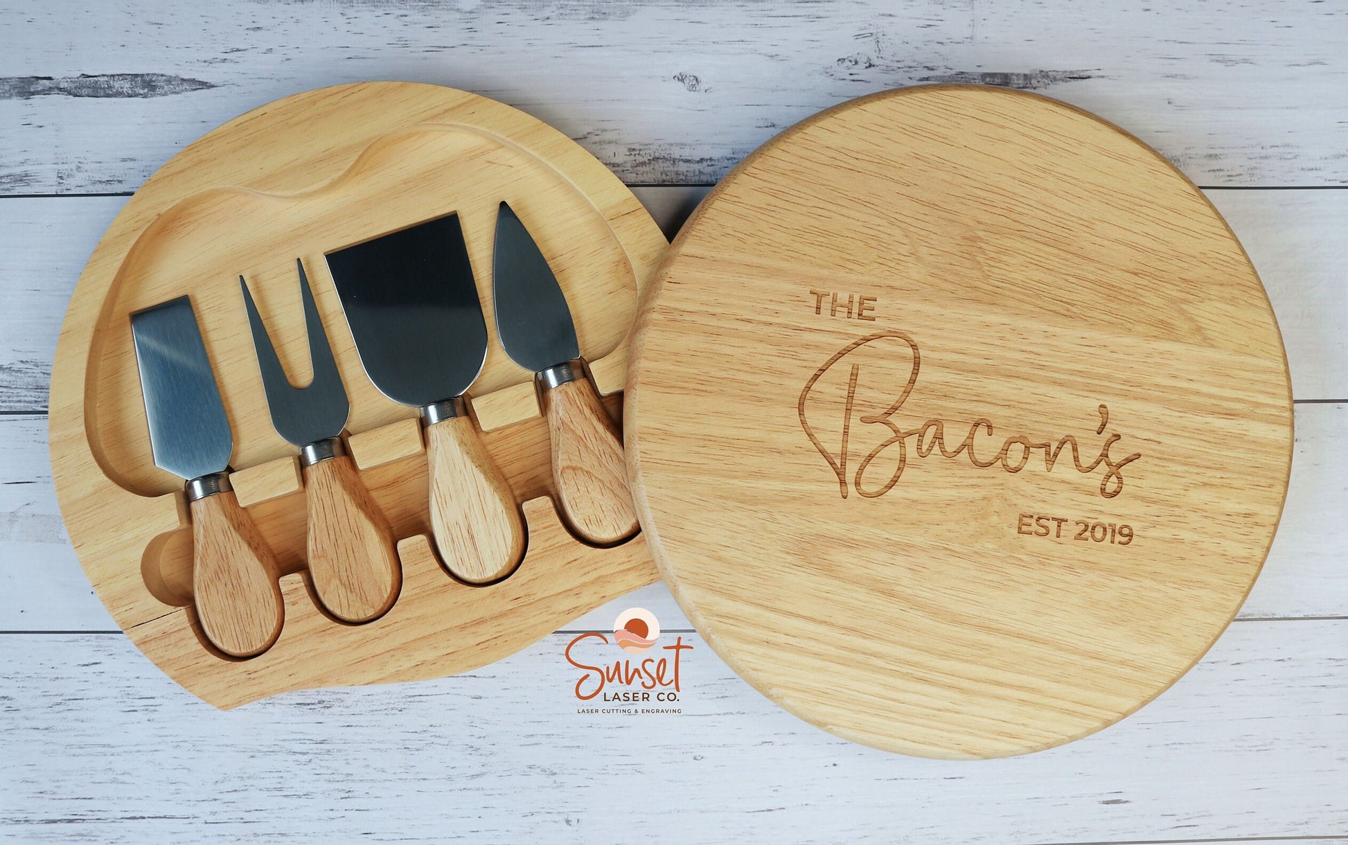 Personalised Wooden Cheese Board & Knife Set