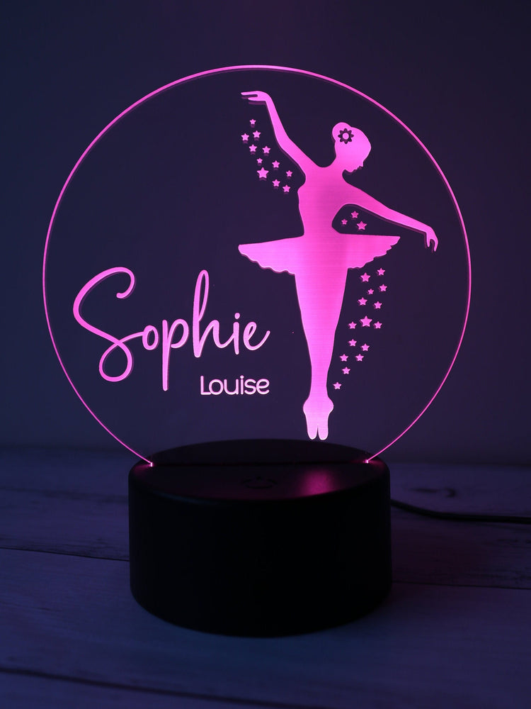 Engraved ballerina night light with personalised name

