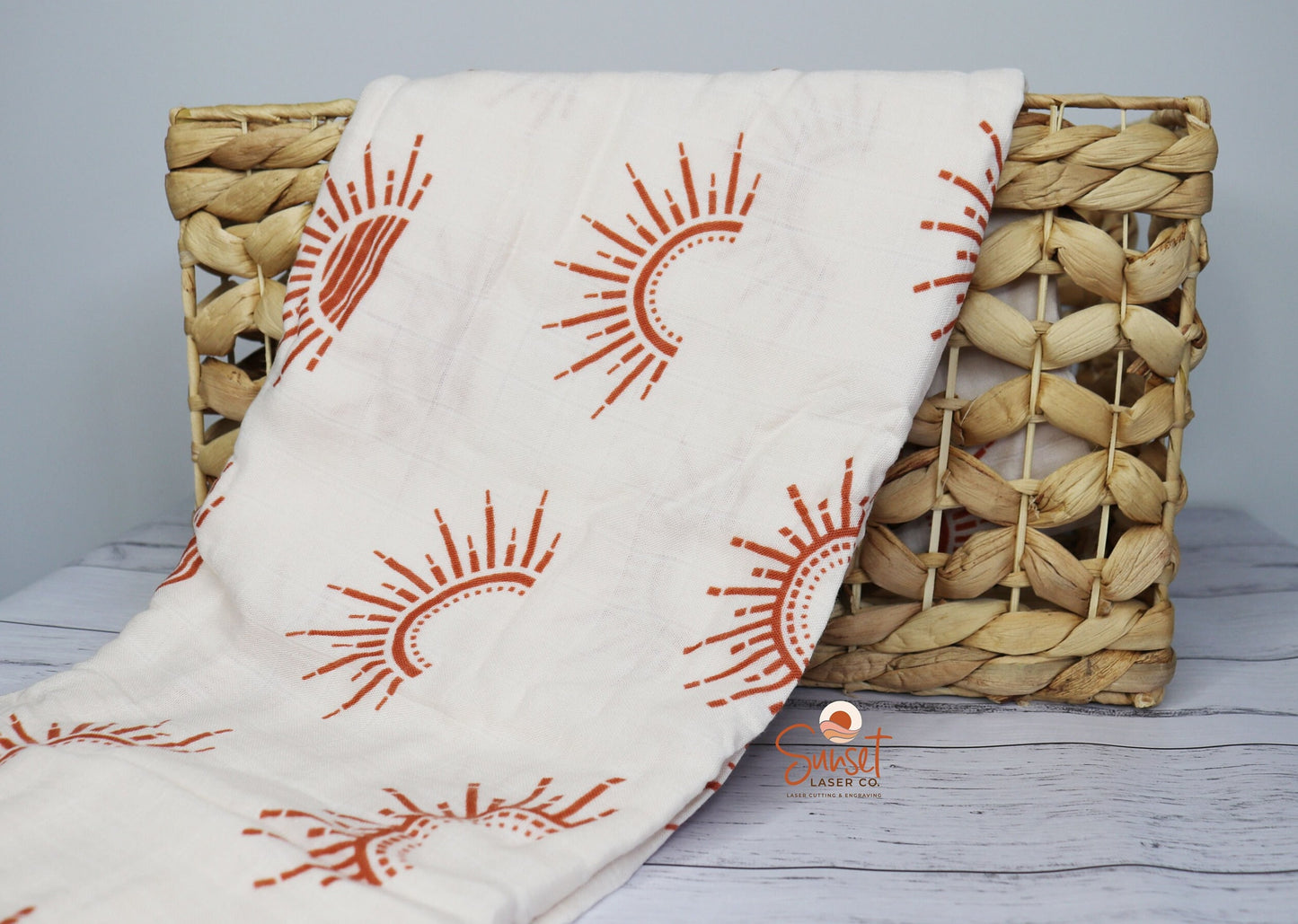 Bamboo Cotton Baby Muslin Wrap - Suns & Arches Aztec Suns