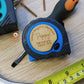 Custom engraved tape measure in blue, perfect gift for tradies or handymen

