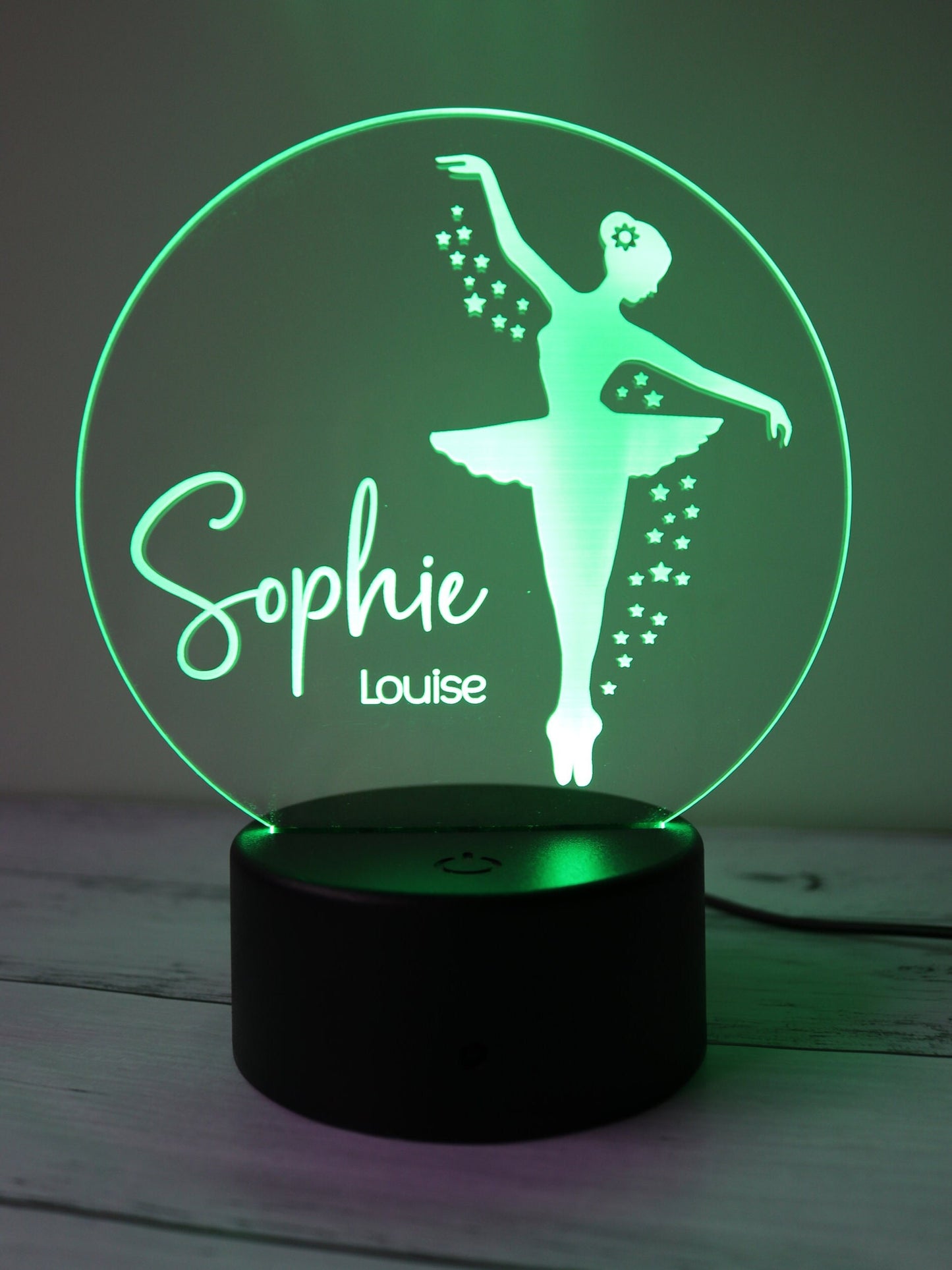 laser engraved Personalised Night Light with green light 