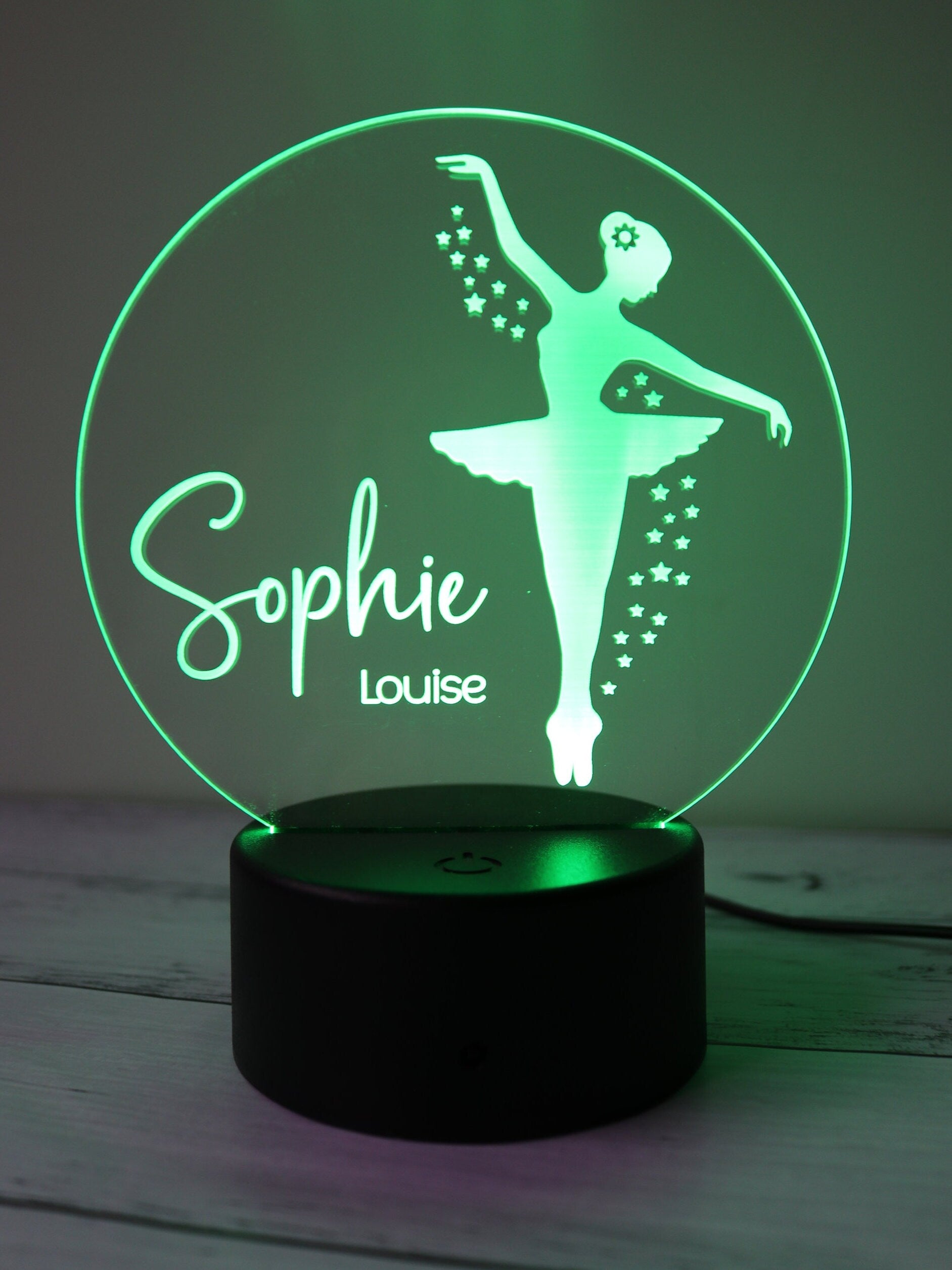 laser engraved Personalised Night Light with green light 